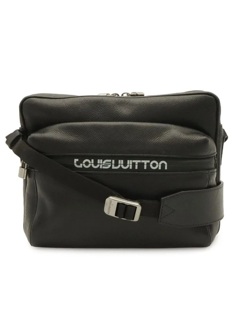Louis Vuitton Taiga Messenger PM Shoulder Bag Crossbody Ardoise Black Silver